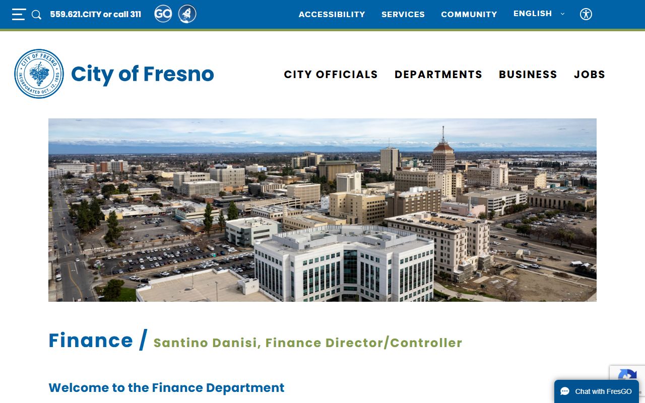 City of Fresno finance department unclaimed checks page
