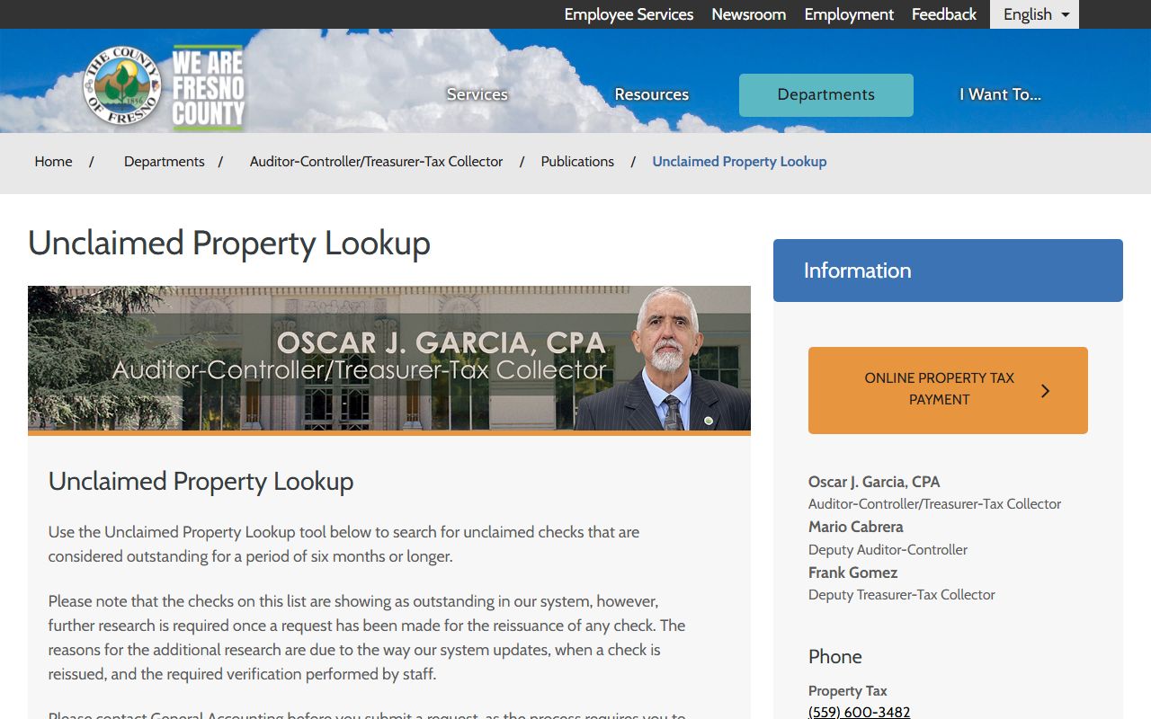Fresno County unclaimed property lookup for Clovis residents